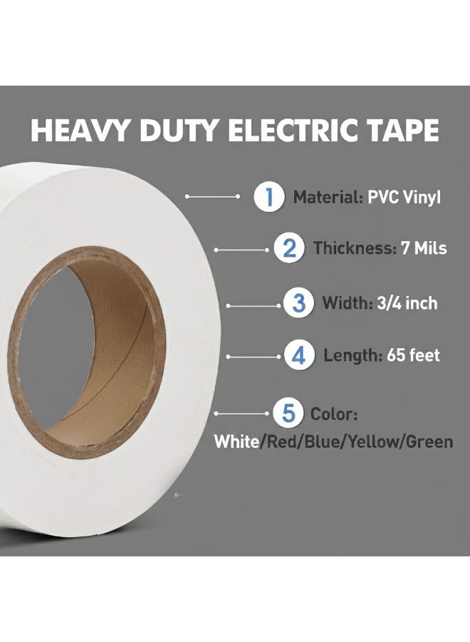 Electrical Tape - 7mils Thick, Heavy-Duty, Flame-Retardant, Heat & Weather Resistant, 3/4" x 60', Rated Up to 600V for Electrical Insulation and Protection - Image 3